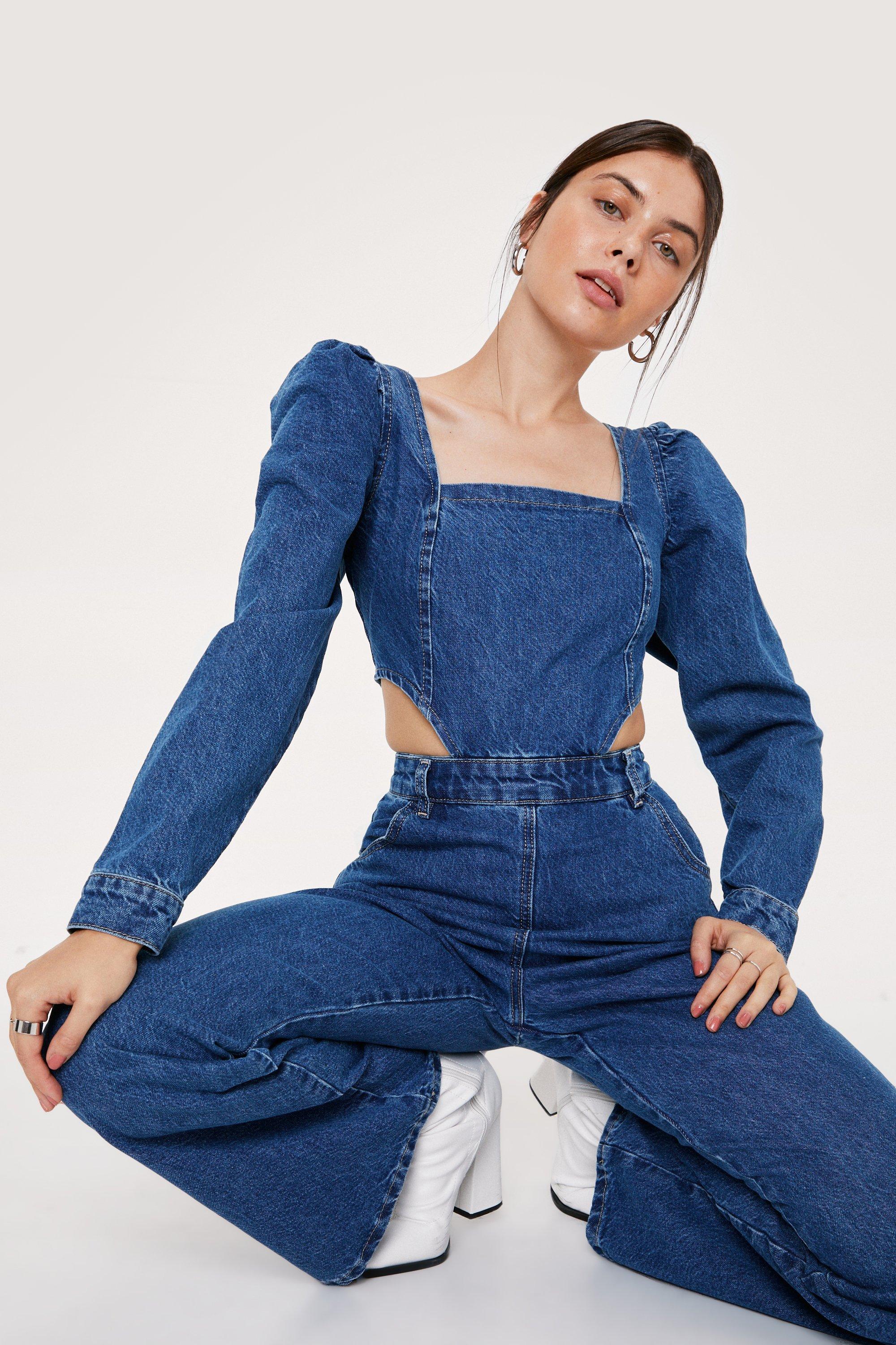 Denim cut hot sale out jumpsuit